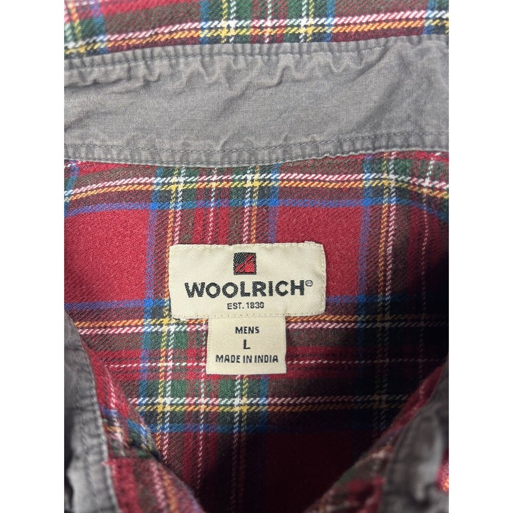 WOOLRICH Plaid FLANNEL Long Sleeve Shirt Red‎ Men Sz Large - Picture 2 of 6